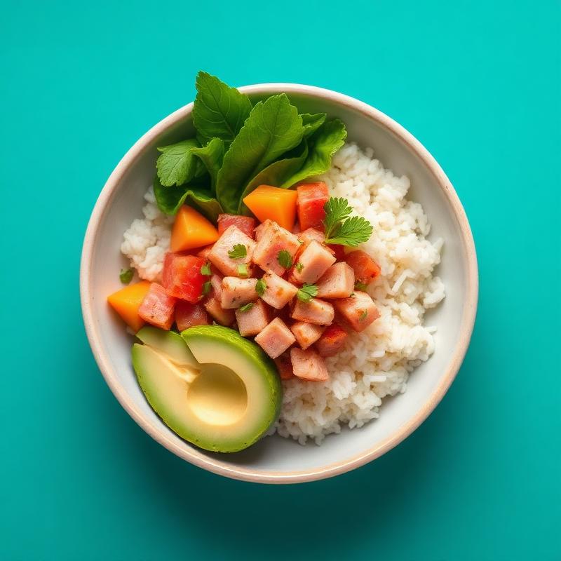 Poke bowl com atum e abacate